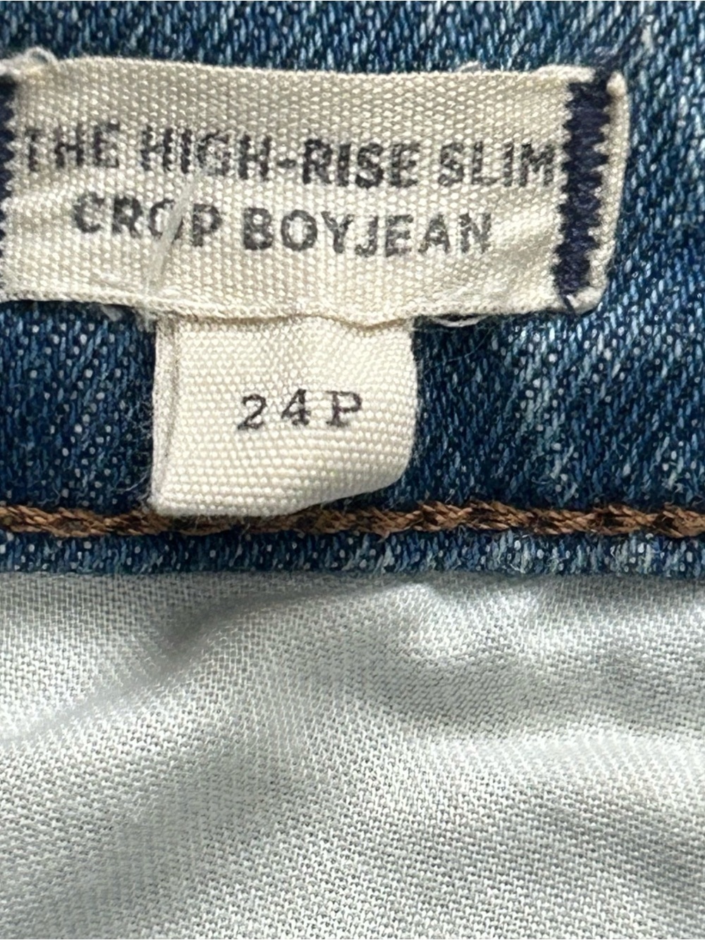 Madewell High Rise Slim Crop Boyjean Jeans 24P Stretch Distressed Raw Hem Blue - Picture 9 of 11
